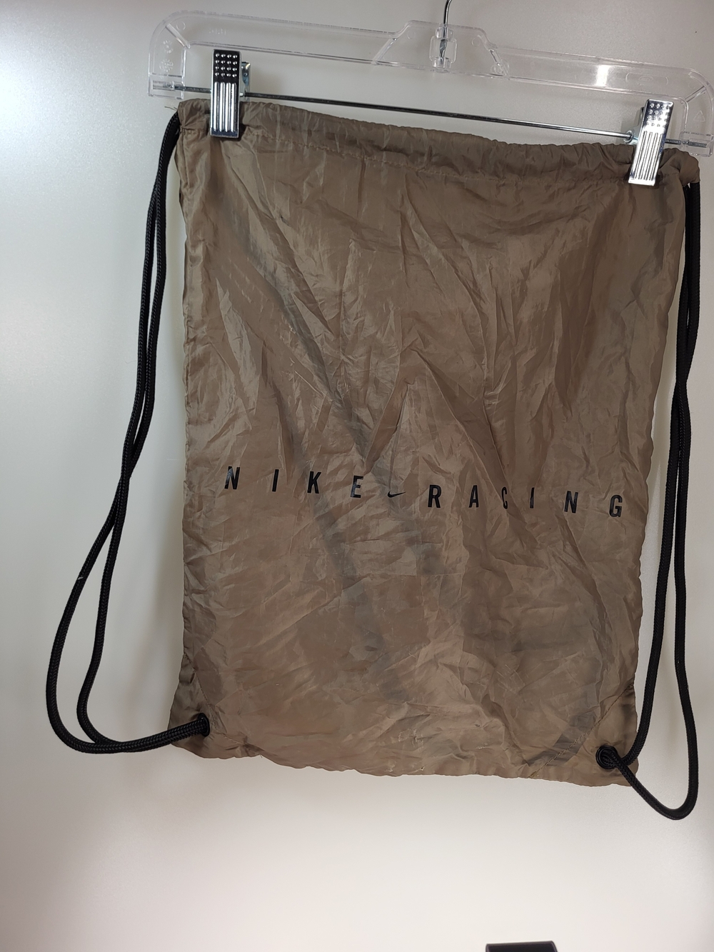 Nike Racing Drawstring Backpack in Brown with Black Cords
